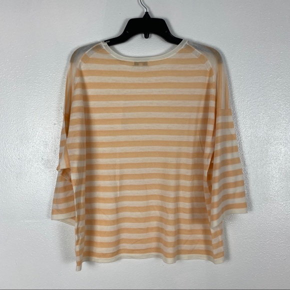 Vince Striped Wool Cashmere Blend Boxy Tee Yellow - Picture 6 of 7